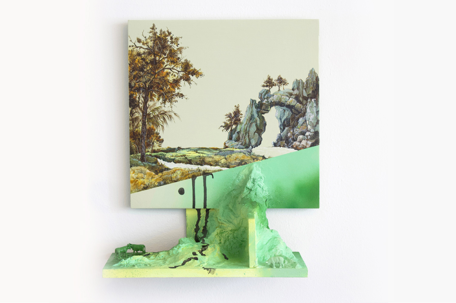 Coastal View (after Lorrain), 15 x 12 x 6 inches, mixed media, 2019