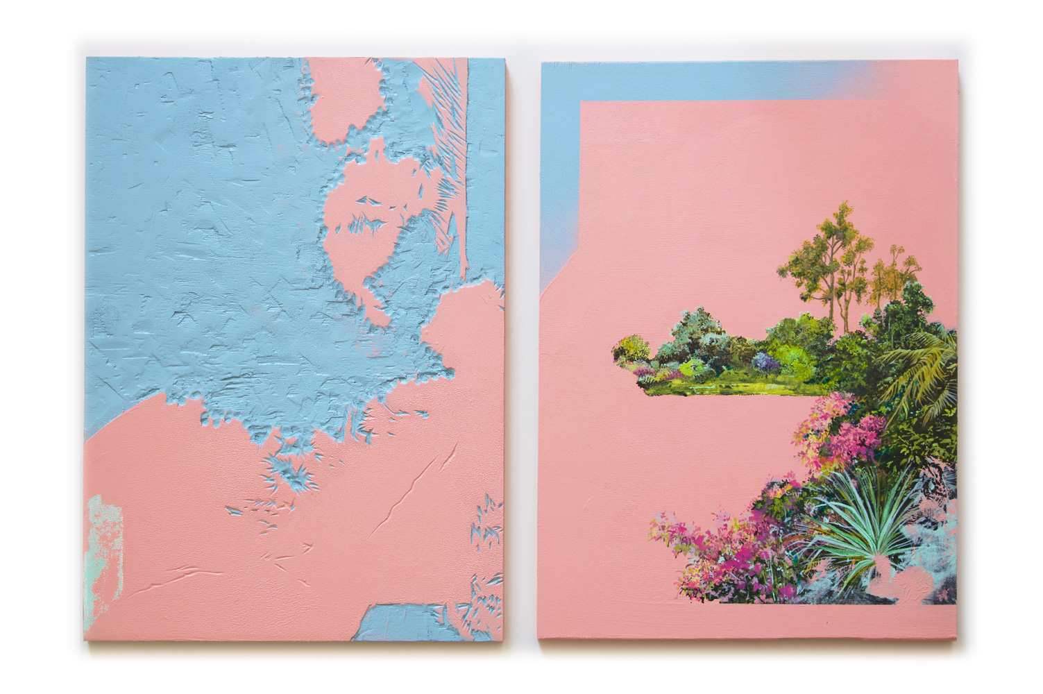 "Pause" 14 x 20 inches, acrylic on panel and woodcarvings, 2018